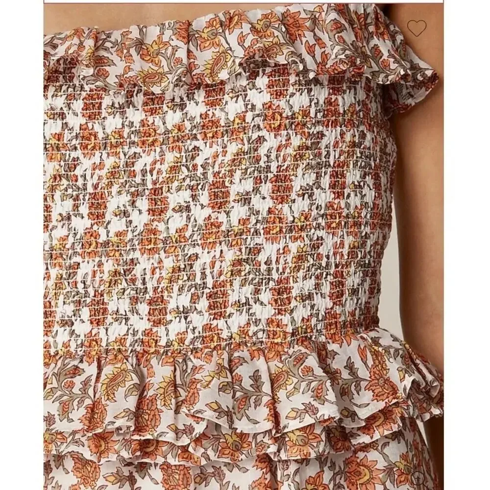 J. Crew Ravenna Dress in Sunset Rose Block-Print SZ L Euro Summer Wedding Guest
